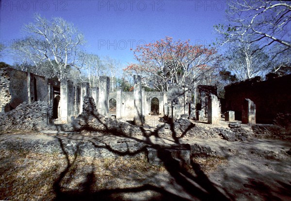 The ruins of Gedi, an important East African city and centre of the slave trade between c