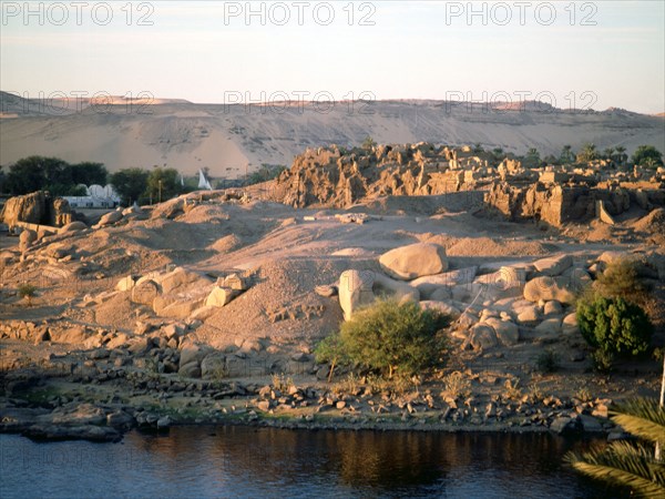 View of the island of Philae from the Nile