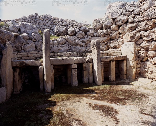 View of the megalithic temple complex of Ggantija, one of the earliest man made structures in the world