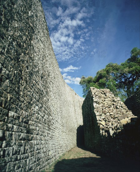 View of the path around the interior wall of the great enclosure at the site of great Zimbabwe