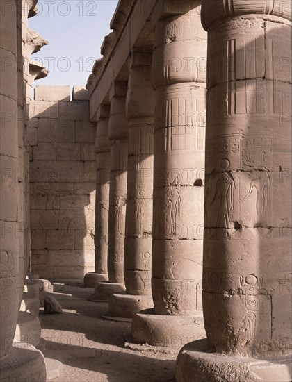 View of the Hypostyle Wall at the Ramesseum, the mortuary temple of Ramesses II