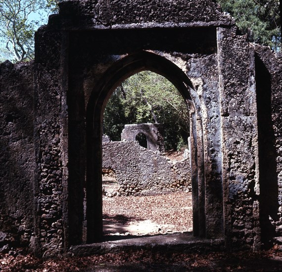 The ruins of Gedi, an important East African city and centre of the slave trade between c