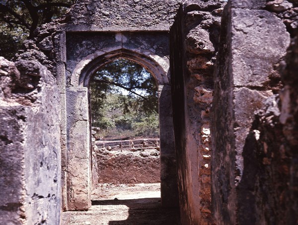 The ruins of Gedi, an important East African city and centre of the slave trade between c