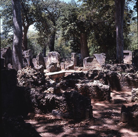 The ruins of Gedi, an important East African city and centre of the slave trade between c