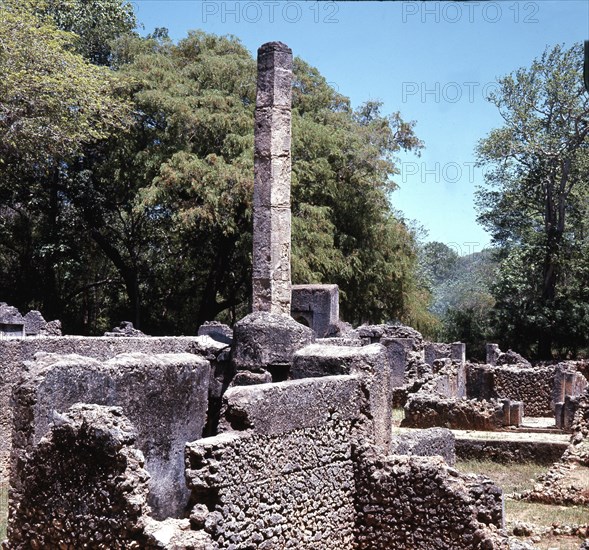 The ruins of Gedi, an important East African city and centre of the slave trade between c