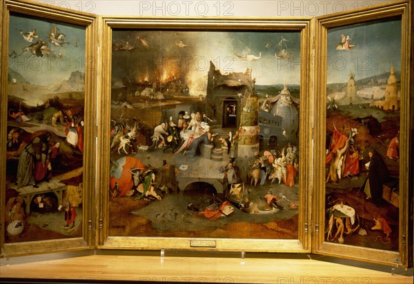 The triptych of 'The Temptation of St Anthony' by Hieronymus Bosch (1450 1516)