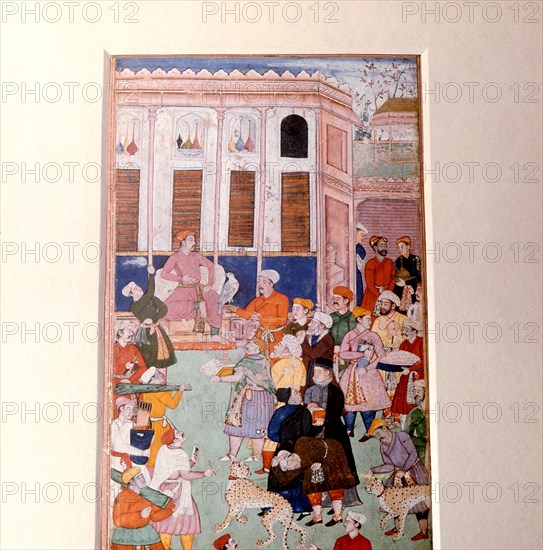 Akbar or Jahangir receiving gifts from guests