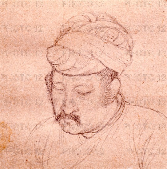 An informal portrait sketch of Akbar the Great, son of Humayun