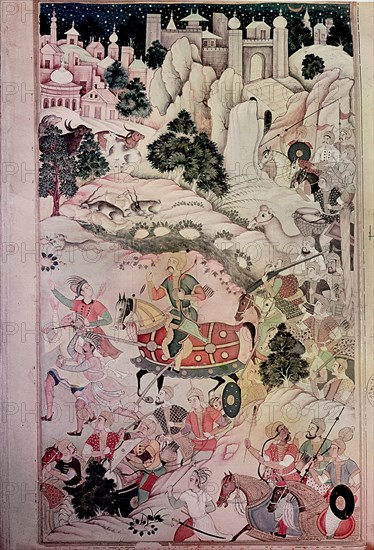 A 16th century illustration for a 14th century Persian story 'The History of the Mongols'