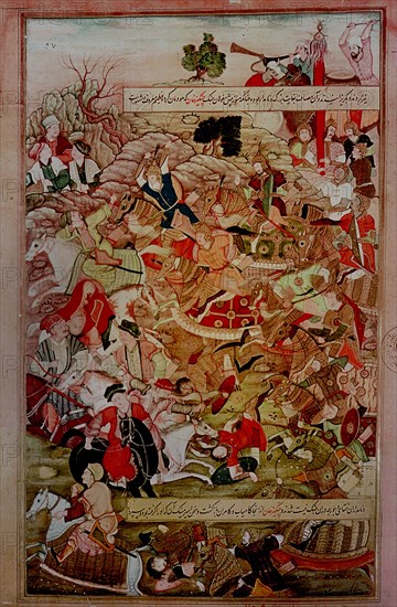 A 16th century illustration of a 14th century Persian story 'The History of the Mongols'