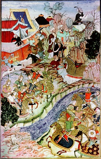 A 16th century illustration of a 14th century Persian story 'The History of the Mongols'