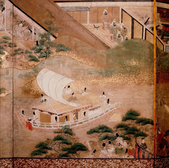 Detail from a screen attributed to the studio of Tawaraya Sotatsu