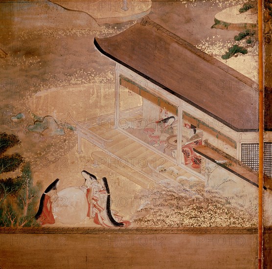 Detail from a screen attributed to the studio of Tawaraya Sotatsu