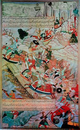 A 16th century illustration of a 14th century Persian story 'The History of the Mongols'