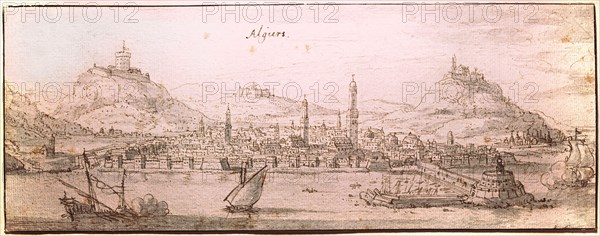 Drawing by the Bohemian artist Vaclav Hollar (13/7/1607   25/3/1577) done on his journey to Tangier