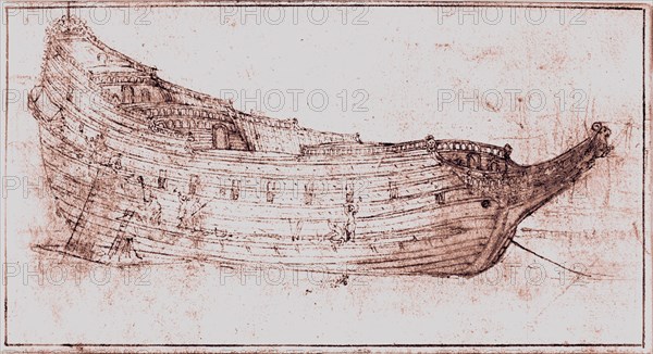 Drawing by the Bohemian artist Vaclav Hollar (13/7/1607   25/3/1577) in preparation for a set of 12 etchings called 'Navium Variae Figurae et Formae'