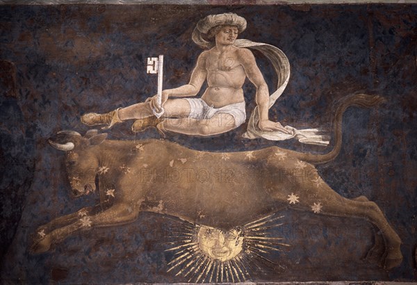 Allegorical representation of the signs of the zodiac from the 'Palace of Joy', by Francesco del Cossa