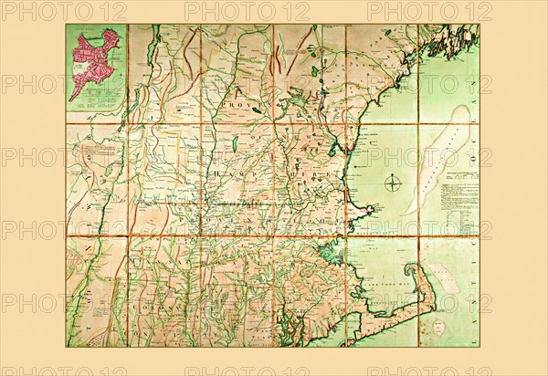 Map of the Most Inhabited Part of New England 1774