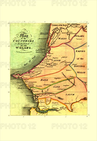 Map of the Countries Inhabited by the Wolofs 1880