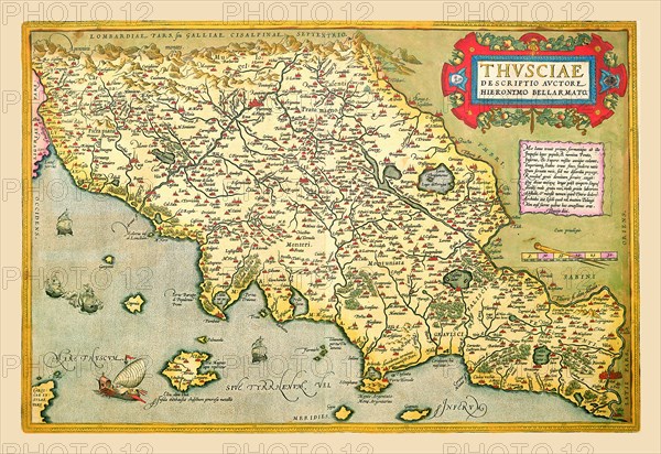 Map of Italian Coast above Rome 1602