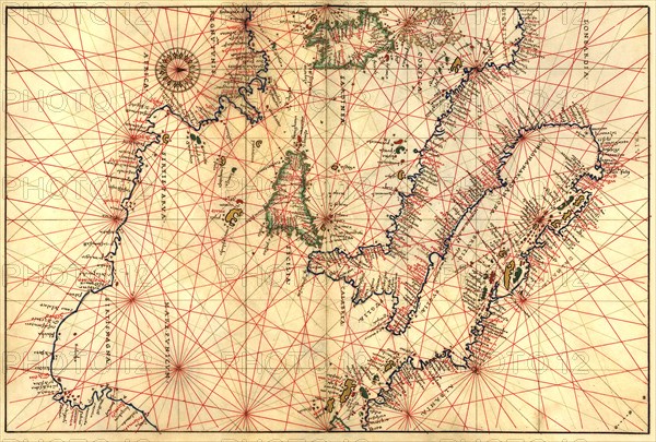 Portolan Map of Italy, Sicily, North Africa & the Mediterranean 1544