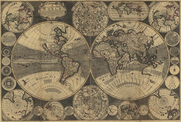 World Map with Planets 1702