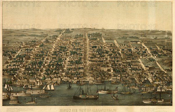 Birds Eye View of Alexandria, Virginia 1863 1863