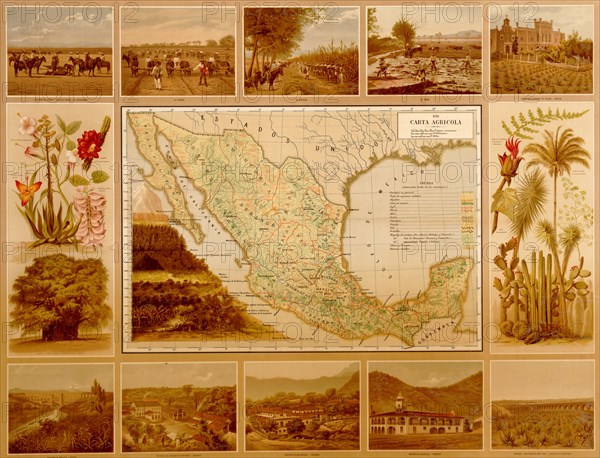 Agricultural Map of Mexico 1885