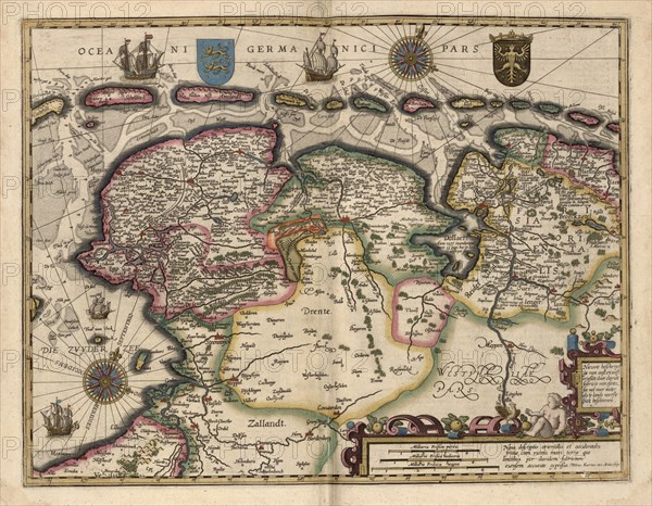 Map of the Area East of the Zuiderzee in the Netherlands 1622