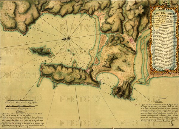 Topographic Map of Concepcion Bay Chile -1782 1782