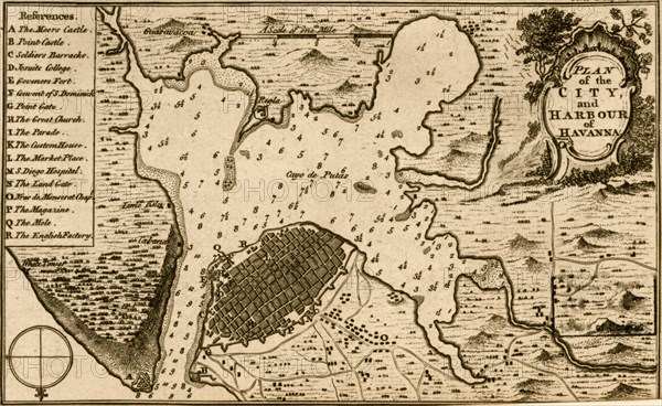 Havana, Cuba City Plan - 1700's 1762