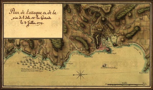 Plan de l'attaque et de la prise de l'isle de la Grenade le 3 juillet 1779. 1779