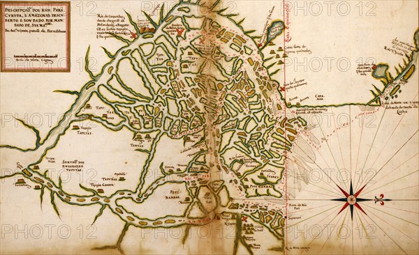 Portuguese Map of Brazil's Amazon - 1630 1630