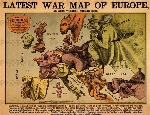 Anthropomorphic Map of Europe - 1870 - Political 1870