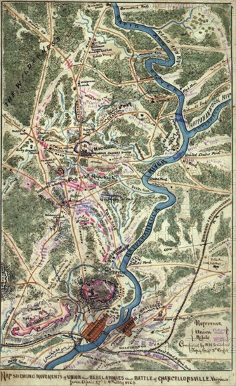 Movements of Union and Rebel armies and Battle of Chancellorsville, Virginia 1863