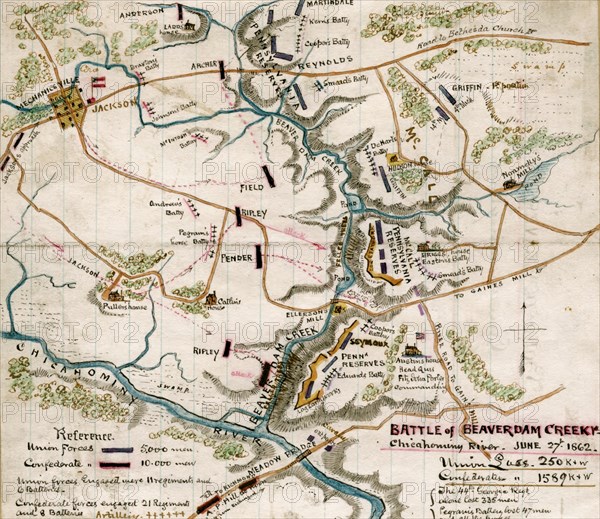 Battle of Beaver dam Creek Va., Chickahominy River 1862