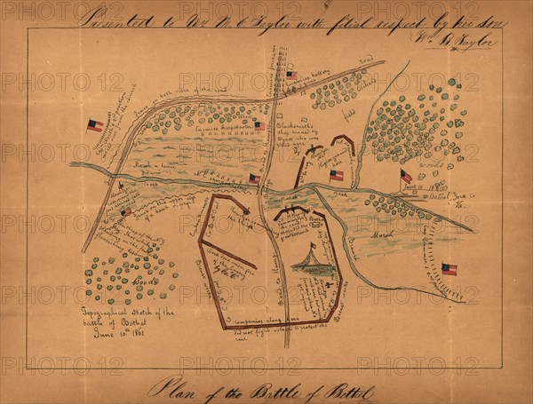 Topographical sketch of the Battle of Bethel, June 10th, 1861. 1861