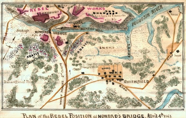 Rebel position at Howard's Bridge, April 4th 1862. 1862