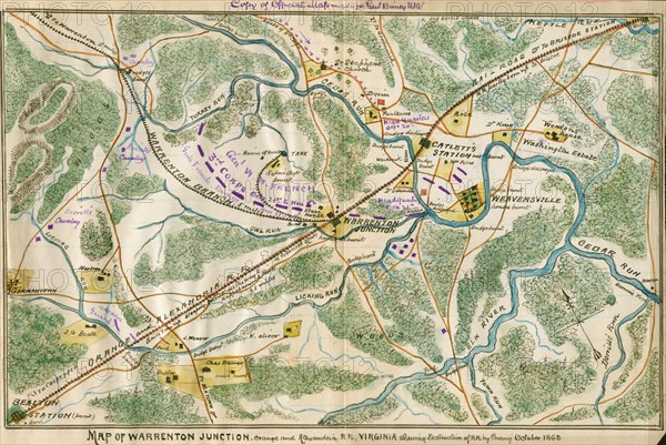 Warrenton Junction, Orange and Alexandria R.R., Virginia showing destruction of R.R. by enemy, October 1863. 1863