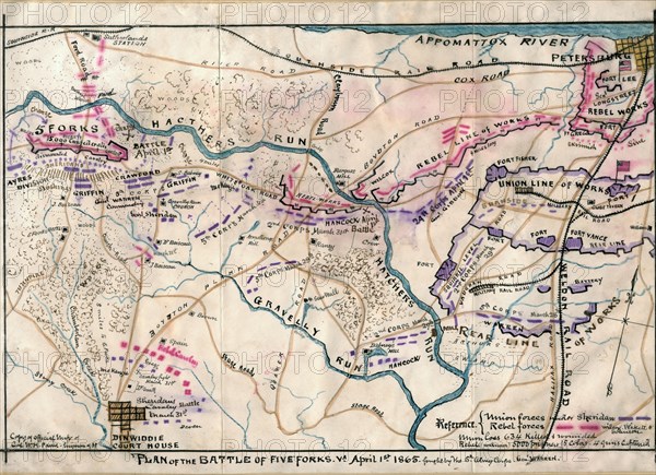 Battle of Five Forks, Va., April 1st 1865 : fought by 5th Army corps General Warren. 1865