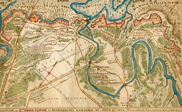 Position of 3rd Army Corps at Harrison's Landing, Va., July 9th 1862. 1862