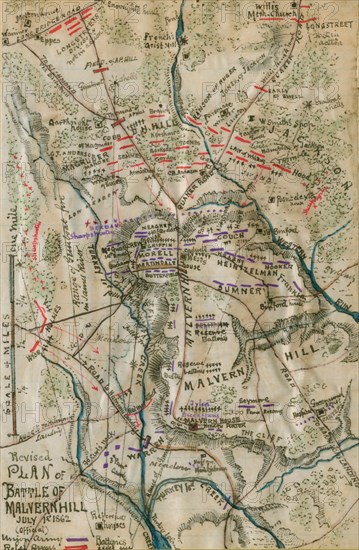 Revised plan of battle of Malvern Hill, July 1st, 1862 (official). 1862