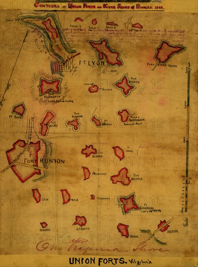 Contours of Union forts on south side of Potomac, 1862  1862