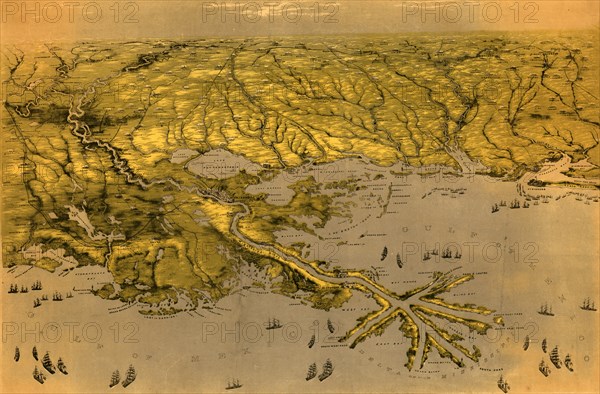 Birds eye view of Louisiana, Mississippi, Alabama and part of Florida - 1861 1861