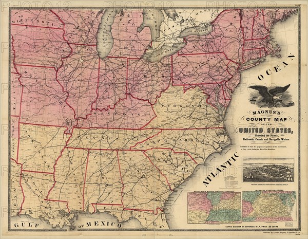 USA forts, railroads, canals, and navigable waters - 1862