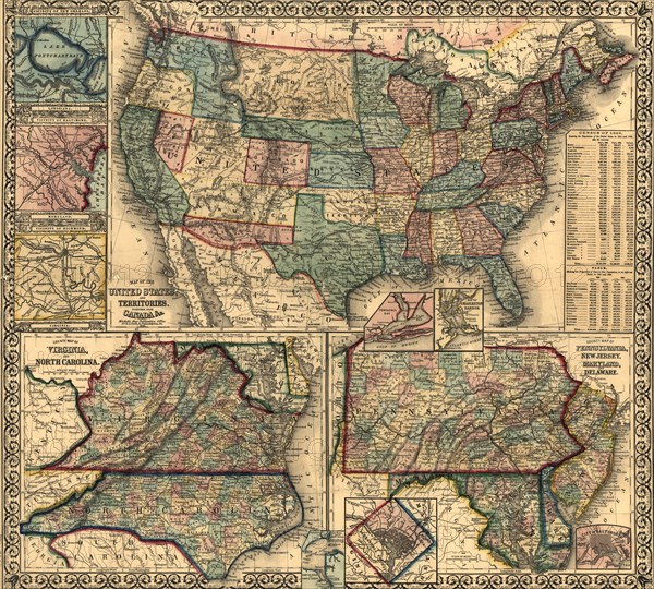 Map of the United States & Its Territories - 1861 1861