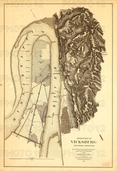 Approaches to Vicksburg & Rebel Defenses 1863