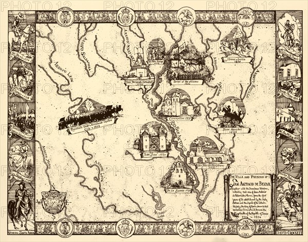 Historic Map of Events and personalities from Texas History 1935