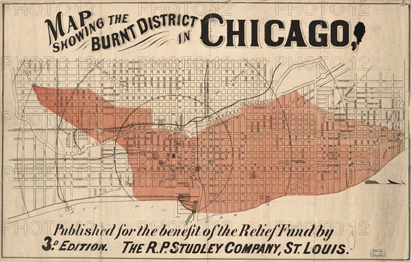 Area of Chicago Burned by the Great Fire - 1871 1871