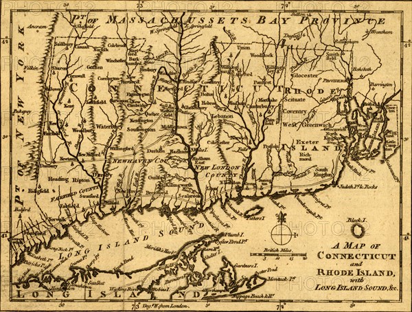 Connecticut and Rhode Island with Long Island Sound 1776